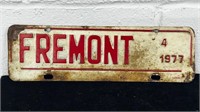 Fremont town tag 1977 license plate