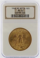 1908 MS61 Saint Gaudens $20.00 Gold Double Eagle