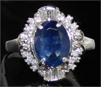 Platinum 2.25 ct Natural Sapphire & Diamond Ring