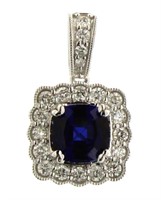 14kt Gold 1.73 ct Sapphire & Diamond Pendant