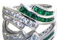 Stunning Emerald & White Sapphire Dinner Ring