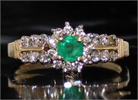 14kt Gold Emerald & Diamond Estate Ring