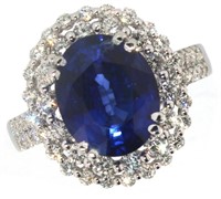 14k Gold 5.74 ct Sapphire & Diamond Ring