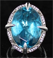 Oval 26.00 ct Natural London Blue Topaz Solitaire