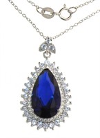 Pear Cut 10.70 ct Sapphire & White Topaz Necklace