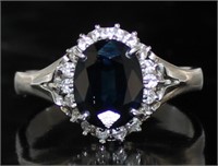 Platinum 2.50 ct Natural Sapphire & Diamond Ring