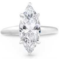 14kt Gold Marquise Cut 3.04 ct Lab Diamond Ring