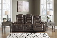Ashley Faux Leather Power Reclining Sofa(SEE PICS)