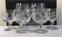 SET 6 CRYSTAL BRANDY SNIFFER GLASSES