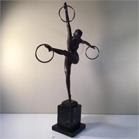 SIGNED BRONZE STATUE 22" TALL