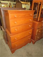 CHERRY FIVE DRAWER CHEST ON CHEST