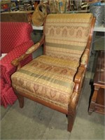 CARVED PADDED ARM SIDE CHAIR