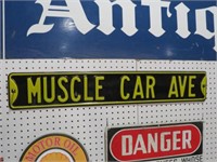 METAL EMBOSSED MUSCLE CAR AVE SIGN -- 36 X 6