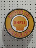 TIN SHELL MOTOR OIL GASOLINE ADV SIGN -- 12 X 12