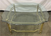 AMH3778 Gold-Toned Glass End Or Side Table