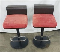 AMH3781 Set of 2 Adjustable Barstools Red Black