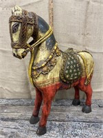 Beautiful hand painted carved wooden horse 2’