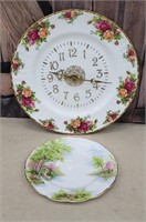 2 pcs Royal Albert - clock & plate