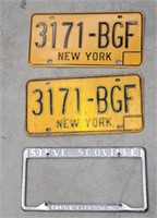 Pr NY license plates & Owego plate surround