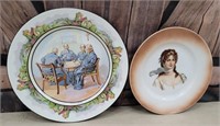 2 plates - Bridgwood & son England & portrait