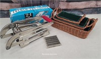 3 casseroles & french fry cutter (orig box)
