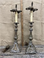 Pair of ornate lamps - a little warped