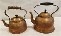 2 copper tea kettles
