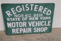Registered motor vehicle repair sign double sided