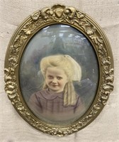 Pastel photo of Victorian girl in bowed glass