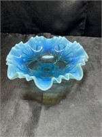 NORTHWOOD BLUE OPALESCENT PEDASTAL COMPOTE DISH