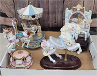 Box of carousel horse music boxes