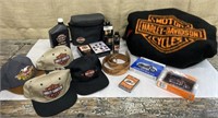 Harley Davidson hats, blanket, playing cards etc…