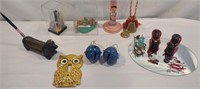 Misc. Lot of bells, owl light switch cover, cast