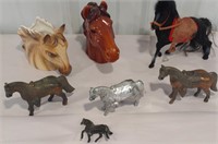 Horses, metal and copper, ceramic, etc