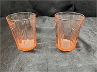 PAIR OF PINK DEPRESSION GLASS CUPS