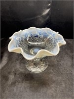 FENTON WATER LILY OPALESCENT COMPOTE DISH