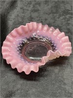 OPALESCENT PINK HOBNAIL DISH