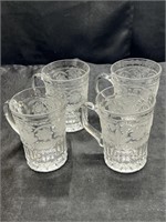 SET OF 4 CRYSTAL WITH FROSTED MOTIF CUPS