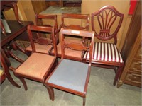 FIVE CHERRY PADDED DINING CHAIRS
