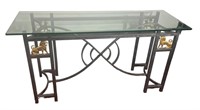STEEL & BRASS NEO CLASSIC GLASS TOP CONSOLE TABLE