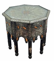 MOROCCAN OCTOGANAL COPPER-WHITE METAL TABLE