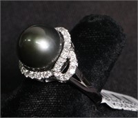 TIHITIAN PEARL & DIAMOND RING