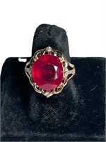 LADY'S COMPOSITE RUBY & DIAMOND RING