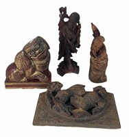 MIXED LOT OF 4 CARVED CHINESE ANTIQUE FIGURES