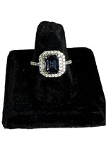 LADY'S SPINEL & DIAMOND RING SIZE 7