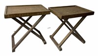 PAIR OF X BASE SIDE TABLES