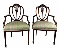 PAIR OF HEPPEL WHITE STYLE SHEILD BACK ARM CHAIRS