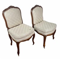 PAIR OF 19TH C.  LOUIS XV STYLE WALNUT CHAIRS