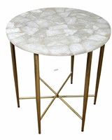 BRASS BASE WITH MARBLE TOP OCCASIONAL TABLE