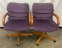 AMH3823 Set of 2 Purple Rolling Armchairs